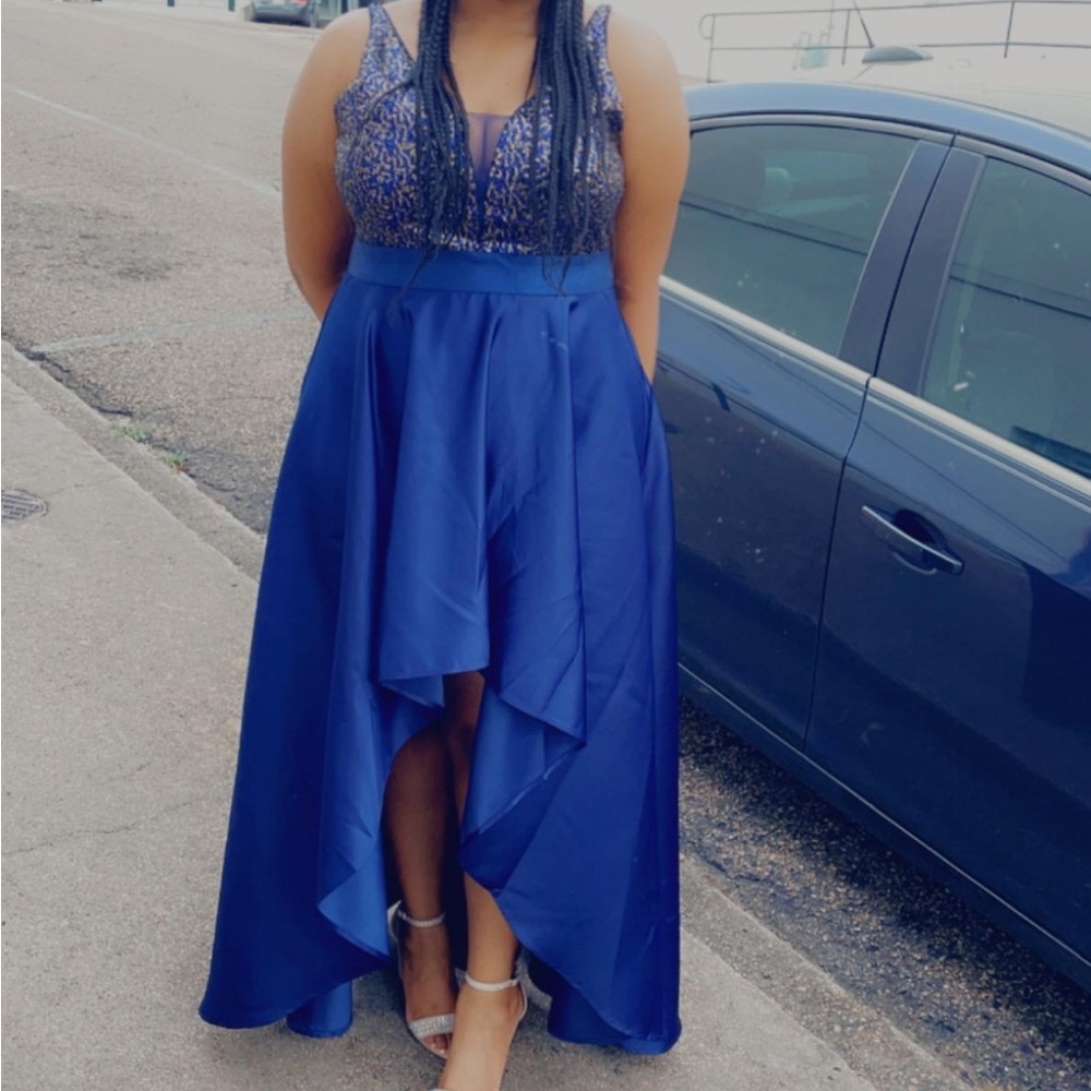 Blue and gold dress